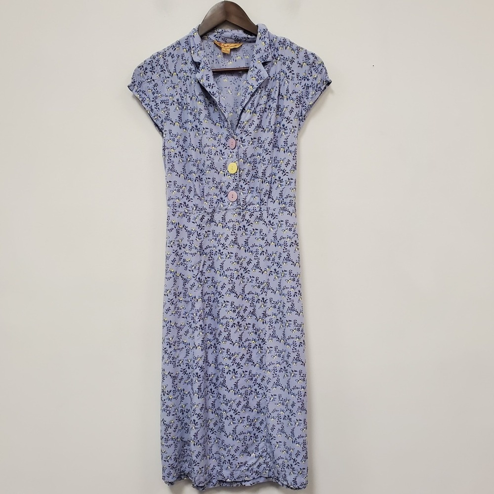 Vintage April Cornell Womens Chunky Button Tie Back 90S Dress Size XS Blue Maxi